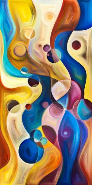 Çağdaş sanatın çember ve kıvrımlarından oluşan soyut arkaplan