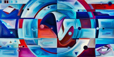 Arka plan renkli şekil parçaları modern sanatın konuda oluşur