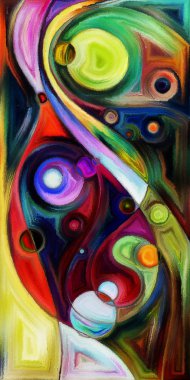 Çağdaş sanatın çember ve kıvrımlarından oluşan soyut arkaplan