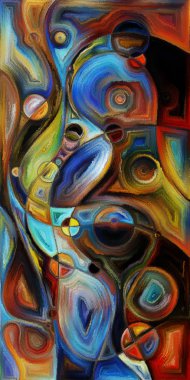 Çağdaş sanatın çember ve kıvrımlarından oluşan soyut arkaplan