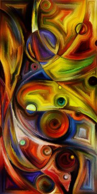 Çağdaş sanatın çember ve kıvrımlarından oluşan soyut arkaplan