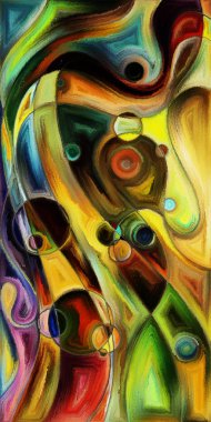 Çağdaş sanatın çember ve kıvrımlarından oluşan soyut arkaplan