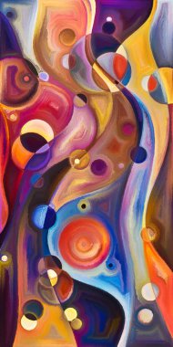 Çağdaş sanatın çember ve kıvrımlarından oluşan soyut arkaplan