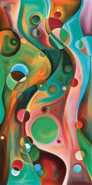 Çağdaş sanatın çember ve kıvrımlarından oluşan soyut arkaplan