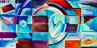 Arka plan renkli şekil parçaları modern sanatın konuda oluşur