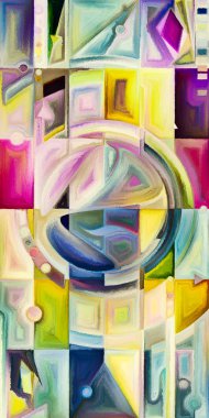 Arka plan renkli şekil parçaları modern sanatın konuda oluşur