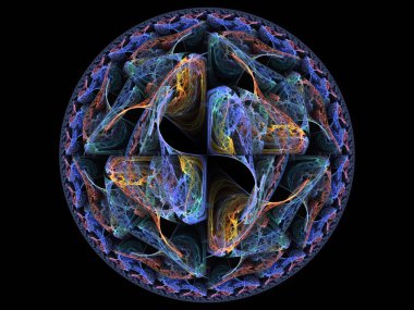 Grafik tasarım ve sanatta kullanılmak üzere karmaşık fraktal desenlerin yüksek çözünürlüklü çizimi