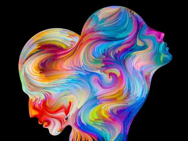 Design Composed Colorful Surreal Human Profiles Metaphor Subject Love Passion — Stock Photo, Image