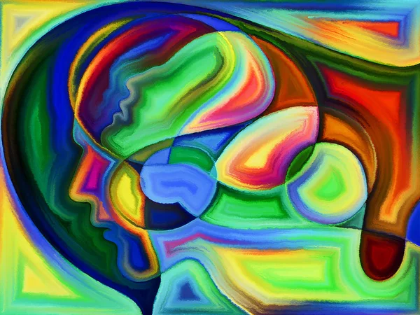 Vibrant Painted Design Human Heads Subject Human Relationship — Stock Photo, Image