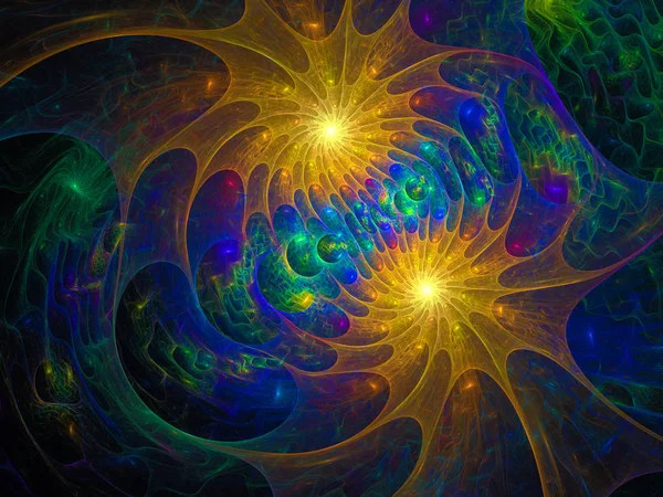 Μπλε Και Κίτρινο Fractal Μοτίβο Για Την Τέχνη Την Εικονογράφηση — Φωτογραφία Αρχείου