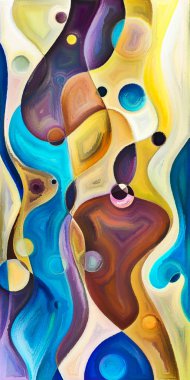 Çağdaş sanatın çember ve kıvrımlarından oluşan soyut arkaplan