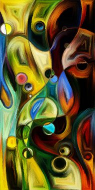 Çağdaş sanatın çember ve kıvrımlarından oluşan soyut arkaplan