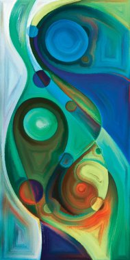 Çağdaş sanatın çember ve kıvrımlarından oluşan soyut arkaplan