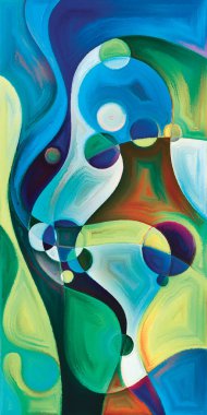 Çağdaş sanatın çember ve kıvrımlarından oluşan soyut arkaplan