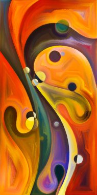 Çağdaş sanatın çember ve kıvrımlarından oluşan soyut arkaplan