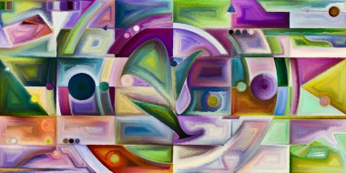 Arka plan renkli şekil parçaları modern sanatın konuda oluşur