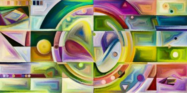 Arka plan renkli şekil parçaları modern sanatın konuda oluşur