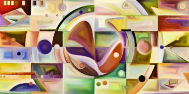 Arka plan renkli şekil parçaları modern sanatın konuda oluşur