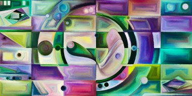 Arka plan renkli şekil parçaları modern sanatın konuda oluşur