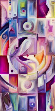 Arka plan renkli şekil parçaları modern sanatın konuda oluşur