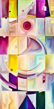 Arka plan renkli şekil parçaları modern sanatın konuda oluşur