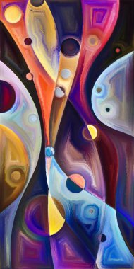 Çağdaş sanatın çember ve kıvrımlarından oluşan soyut arkaplan