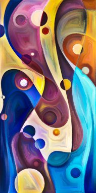 Çağdaş sanatın çember ve kıvrımlarından oluşan soyut arkaplan