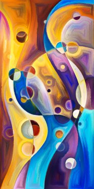 Çağdaş sanatın çember ve kıvrımlarından oluşan soyut arkaplan