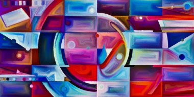 Arka plan renkli şekil parçaları modern sanatın konuda oluşur