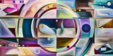 Arka plan renkli şekil parçaları modern sanatın konuda oluşur