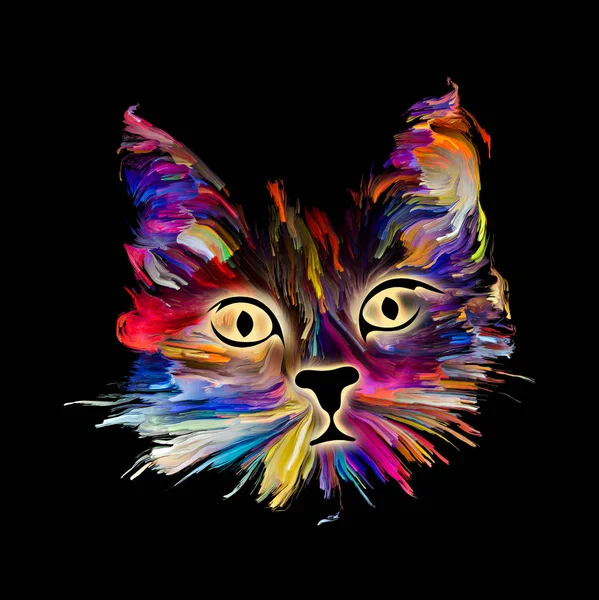 Mignon Kitty Peinture Couleurs Vives Pour Les Cartes Vœux Bannières — Photo