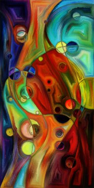 Çağdaş sanatın çember ve kıvrımlarından oluşan soyut arkaplan