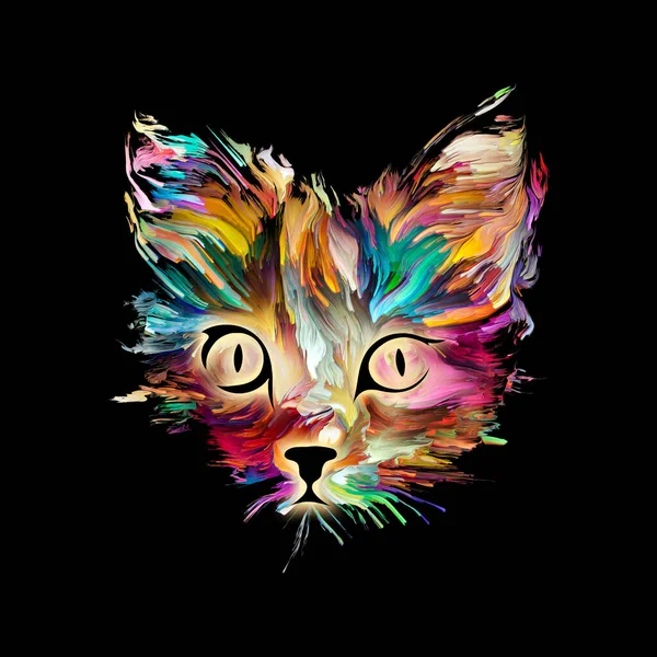 Sevimli kedicik boyama tebrik kartları, afiş, hediyeler bebek sanat için parlak renkler. Evde beslenen hayvan boyama serisi.