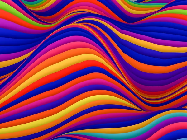 印刷やデザインのための多色ストライプ波の抽象的な背景 — ストック写真