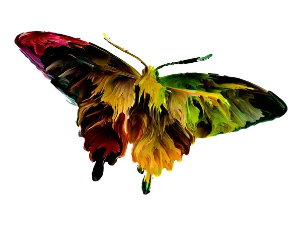 Peinture Spontanée Papillons Sur Blanc Avec Des Textures Organiques Des — Photo