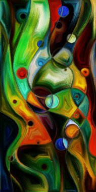 Çağdaş sanatın çember ve kıvrımlarından oluşan soyut arkaplan