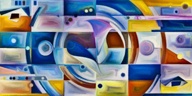 Arka plan renkli şekil parçaları modern sanatın konuda oluşur