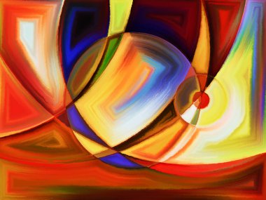 Yaşam formları serisi. Sanat, resim, tasarım ve eğitimle mecazi ilişkisi olan soyut biçimlerin ve şekillerin bileşimi