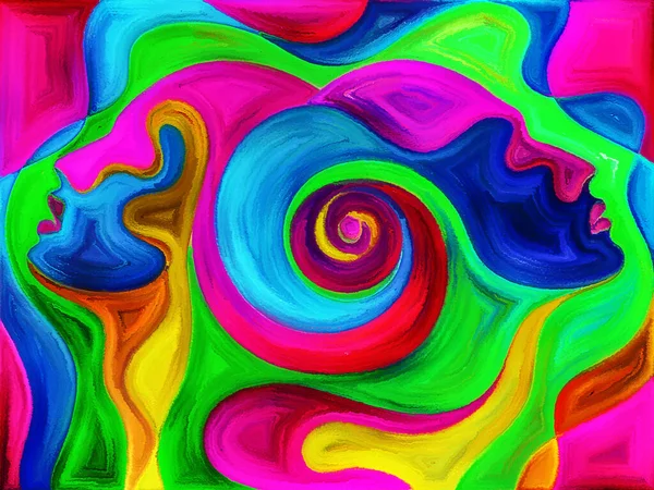 Colors Unity Serien Abstrakt Sammansättning Färgglada Och Surrealistiska Mänskliga Profiler — Stockfoto