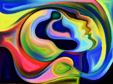 İnsan kafalarının mistik tasarımı kurşunlu cam desenini andırıyor..