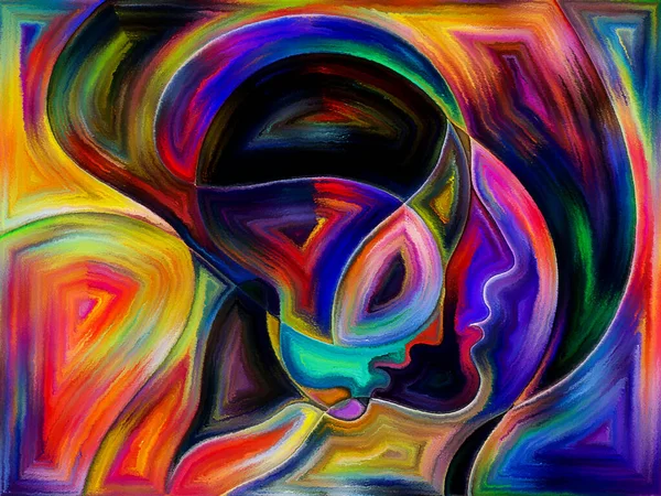 Vibrant Painted Design Human Heads Subject Human Relationship — Stock Photo, Image