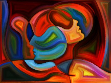 İnsan kafalarının mistik tasarımı kurşunlu cam desenini andırıyor..