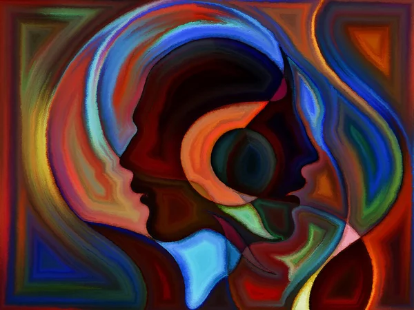 Abstract Painted Design Human Heads Subject Karma Fate Destiny — Stock Photo, Image