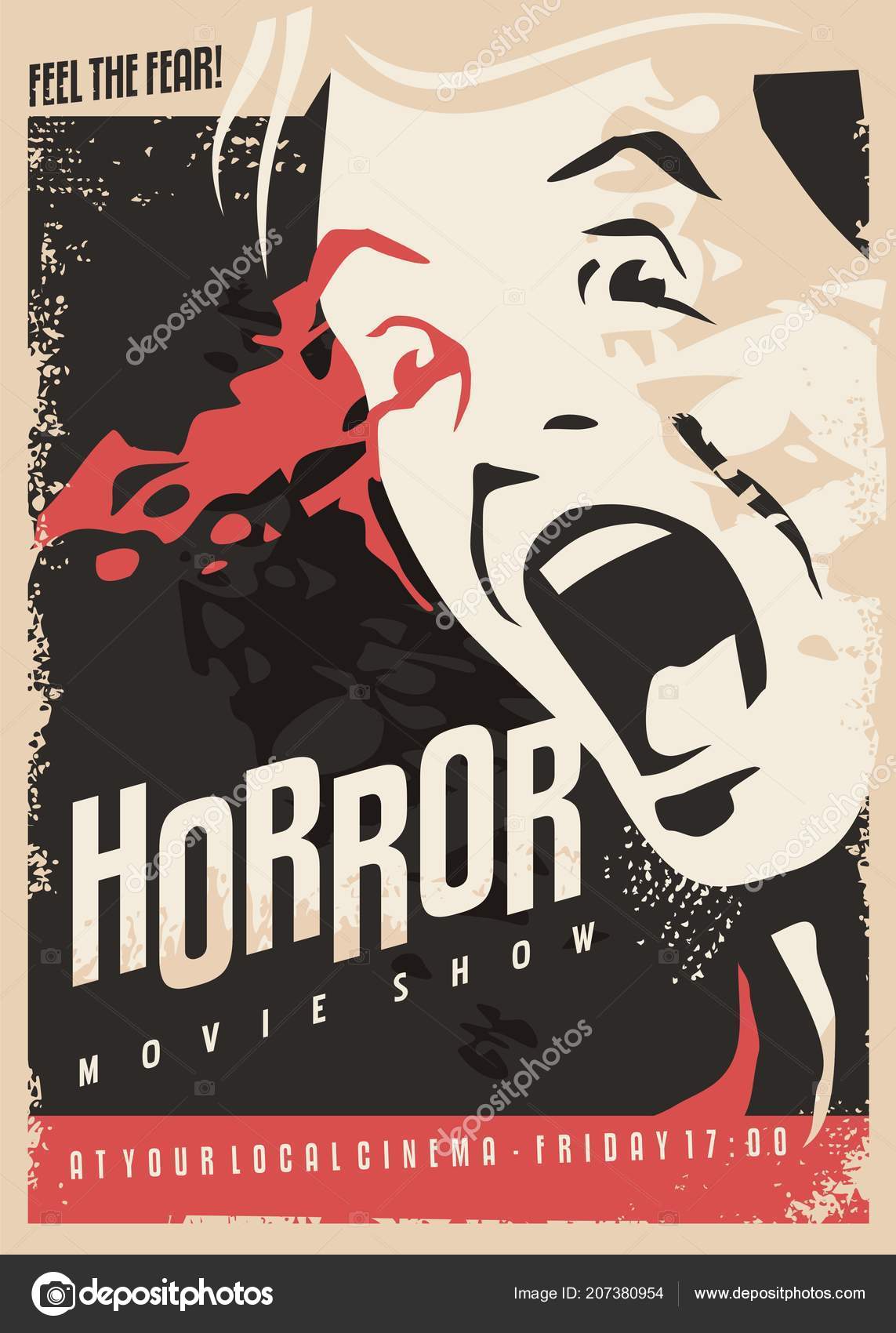 Horror Movie Show Retro Cinema Poster Design Scared Man Screaming Stock  Vector Image by ©lukeruk #207380954