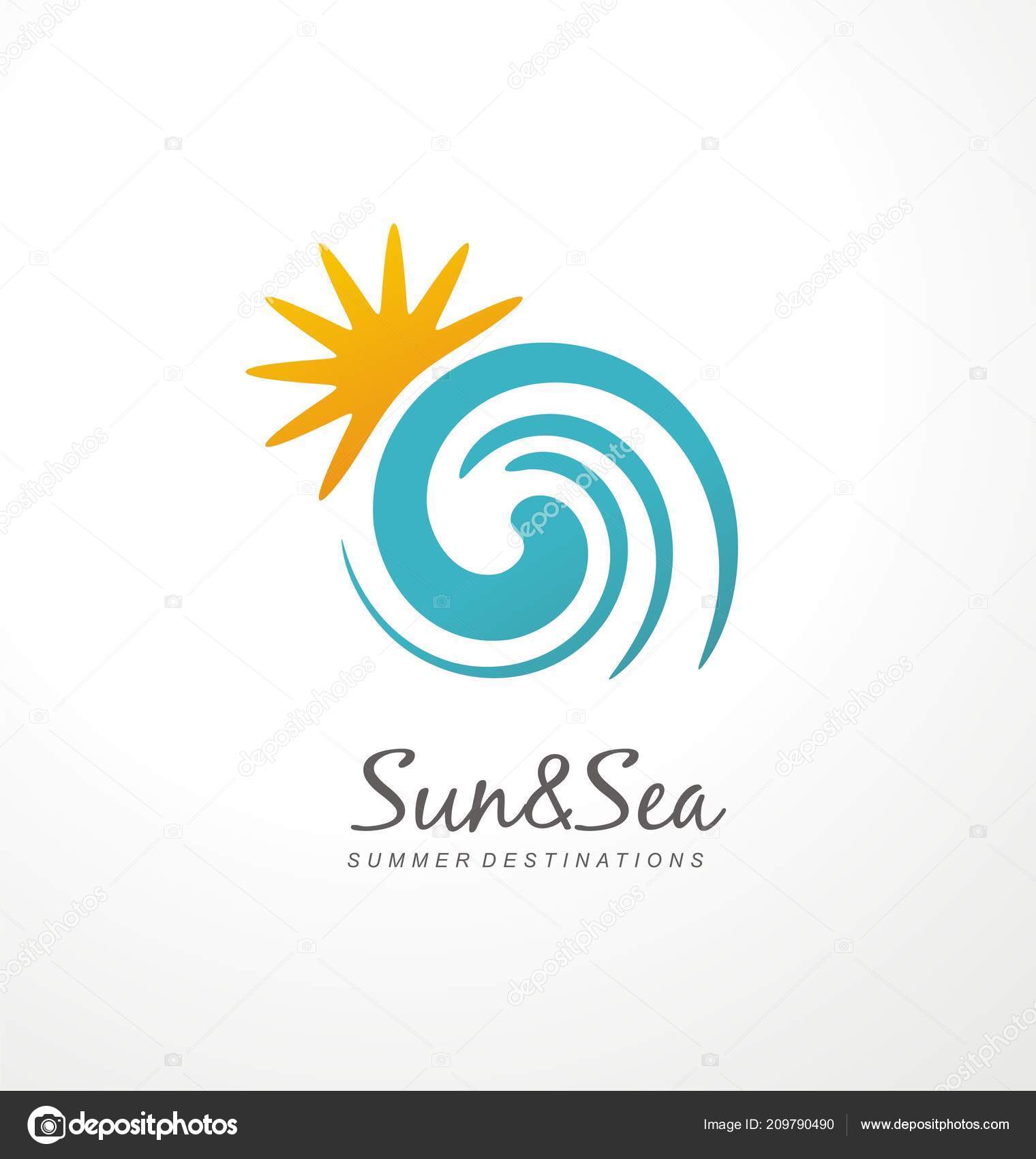 Sun Sea Artistic Logo Design Concept Travel Agency Summer Destinations
