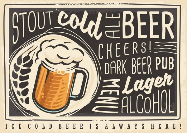 Menù Poster Della Birra Con Scritte Creative Boccale Birra Sfondo — Vettoriale Stock