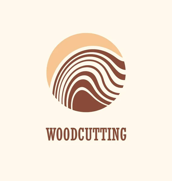 Holzarbeit Logo Design Konzept Mit Baumstamm Und Kreisform Holzfäller Symbol — Stockvektor