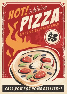 Pizza posteri için İtalyan restoranı.