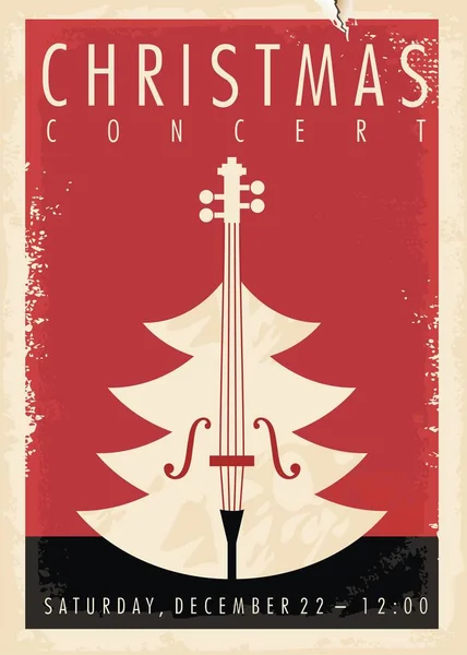 Concierto Navidad Diseño Póster Retro Para Evento Musical Año Nuevo — Vector de stock