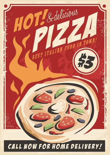 Pizza Cartel Promocional Para Restaurante Italiano — Vector de stock